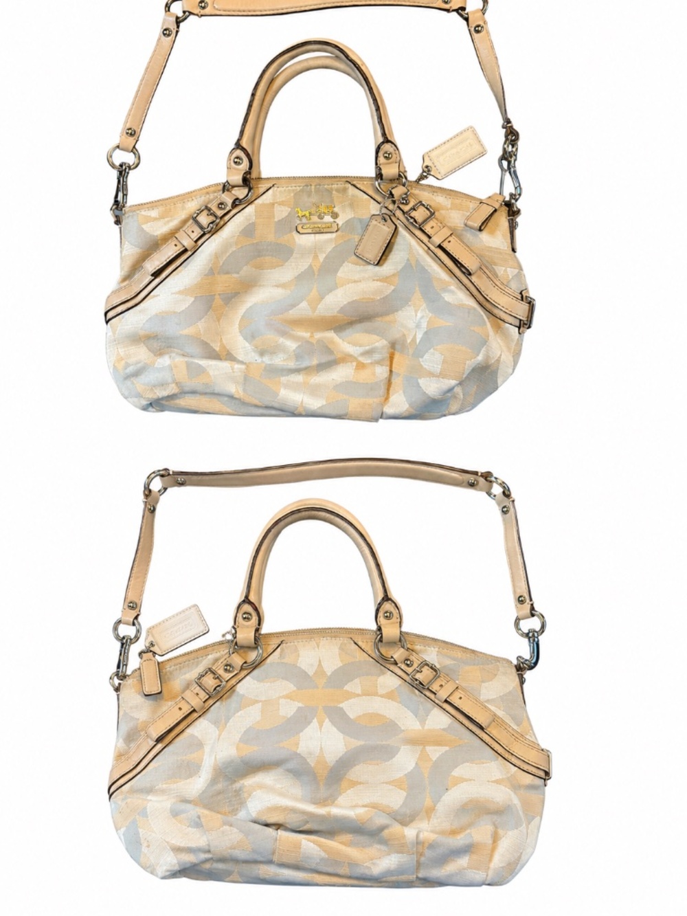 Garage Blowout Coach Op Art Convertible Satchel Crossbody Cream Blue